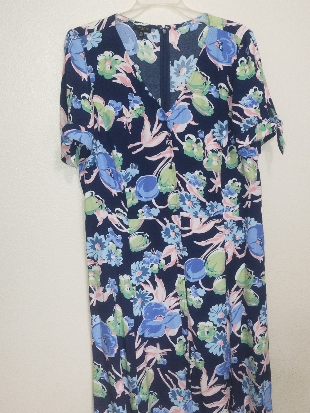 Talbots Petites Size 14P Navy Floral Dress